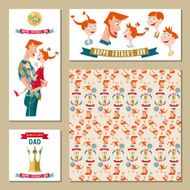 Cards with Father and children Template for Happy Father&rsquo;s Day N2