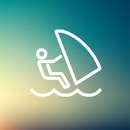 Wind surfing thin line icon N4