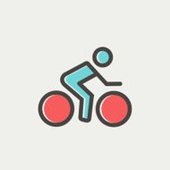 Sport bike and rider thin line icon N4