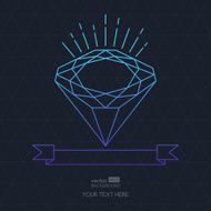 Vector line diamond stone and ribbon Jewelry illustration