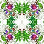 Flower pattern in fractal design Purple and green palette N4