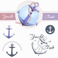 Anchor logo yacht club text rope anchor icon silhouette anchor