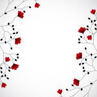 Abstract nature background with red flowers Vector N6