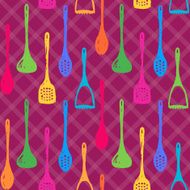 Kitchen accessories ink hand drawn seamless pattern