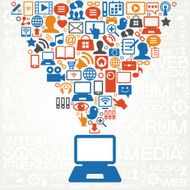 social media network background with icons vector N5