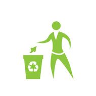 Person Throw Rubbish To Recycle Bin Symbol Vector