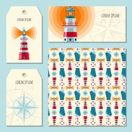 Set of 4 universal cards with Lighthouse Template hang tags