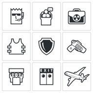 Protection of the president and nuclear suitcase icons Vector Illustration N2