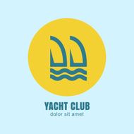 Two yachts silhouettes in yellow circle Vector logo