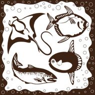 Marine fishes set of silhouettes vector illustration