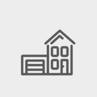 House with garage thin line icon