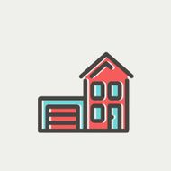House with garage thin line icon N3