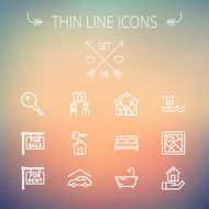 Real Estate thin line icon set N4