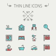 Real Estate thin line icon set N5