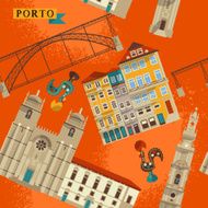 Sights of Porto Portugal Europe Seamless background pattern