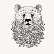 Sketch Bear with a beard Hand drawn vector illustration Doodl N2