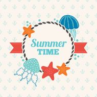 Greeting card with marine motifs