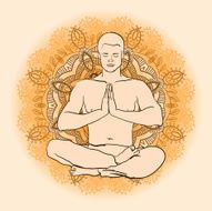 man sitting in the lotus position doing yoga meditation N2