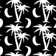 Seamless pattern with coconut palm trees and bananas N3