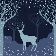 Deer silhouette in winter forest