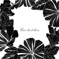 Floral frame with black hibiscus flowers