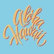 Aloha Hawaiian handmade lettering Vintage textured hand crafted ink drawing
