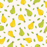 Seamless pattern with yellow and green pears