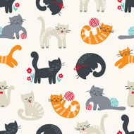 Seamless pattern with cute cats N5
