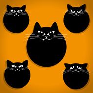 Scary Little Cats with Whiskers Halloween Icons