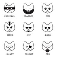 Flat line icons with different faces