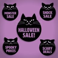 Scary Little Cats with Whiskers Halloween Sale Icons N2