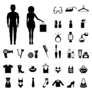 Beauty and fashion collection with silhouettes of young people N2