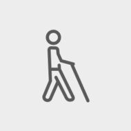 Man with stick thin line icon N4