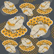 Feng Shui talisman Money Frog Seamless background pattern N3