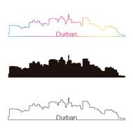 Durban skyline linear style with rainbow