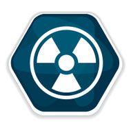 Blue radiation sign vector icon