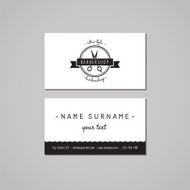 Barbershop business card design concept Logo with scissors and ribbon N2