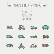 Transportation thin line icon set N8