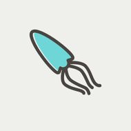 Squid seafood thin line icon N3