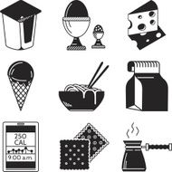 Black vector icons for lunch menu N2