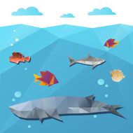 Marine life abstract triangle shape vector illustration