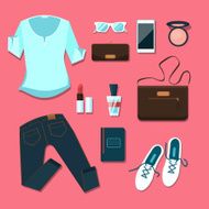 Young woman clothes and accessories outfit N2