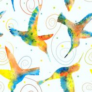 Hummingbird Watercolor Pattern N2