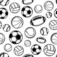 Sports Balls Background Seamless Pattern Icons