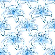 Light blue lily floral seamless pattern N2