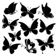 Butterflies black silhouettes N3