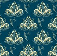 Oriental paisley beige flowers seamless pattern
