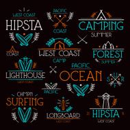 Surfing and camping badges