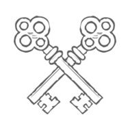 Crossed hand drawn keys design element vector N3