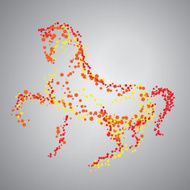 Horse Shape from Splattered Dots in Red Yellow and Orange